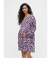 Mama.Licious Mamalicious Maternity Purple Leopard Print Mini Nursing Dress